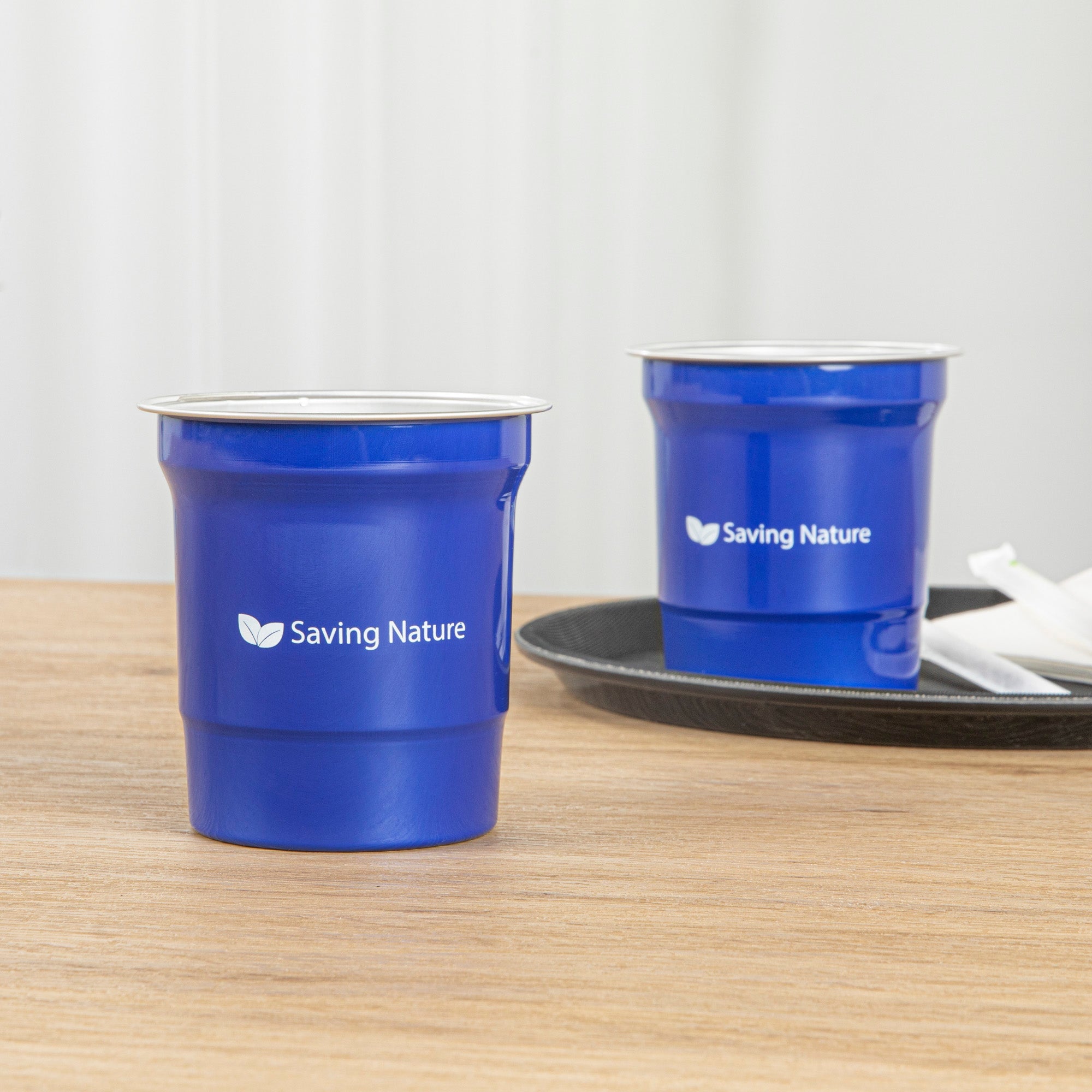 Saving Nature 16 oz Blue Aluminum Drinking Cup - 3 3/4" x 3 3/4" x 4" - 100 count box