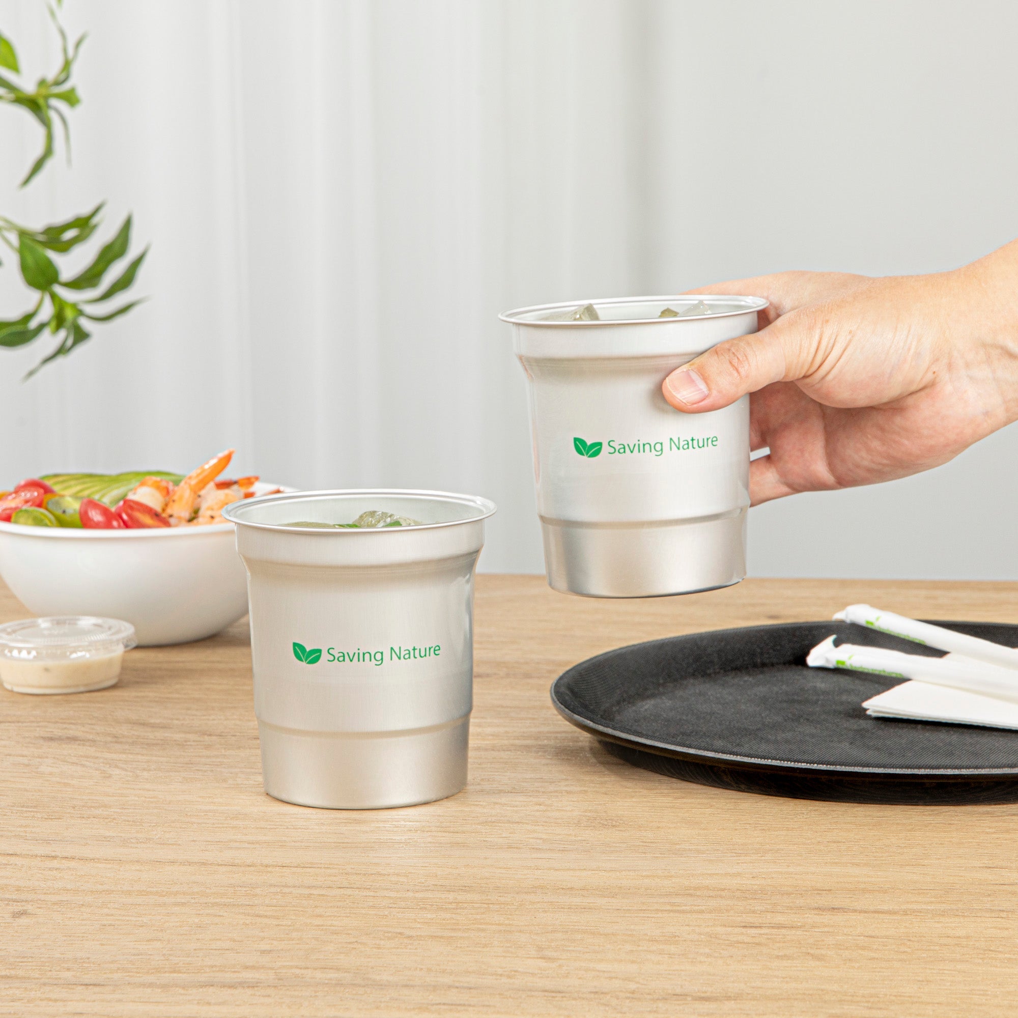 Saving Nature 16 oz Aluminum Drinking Cup - 3 3/4" x 3 3/4" x 4" - 10 count box