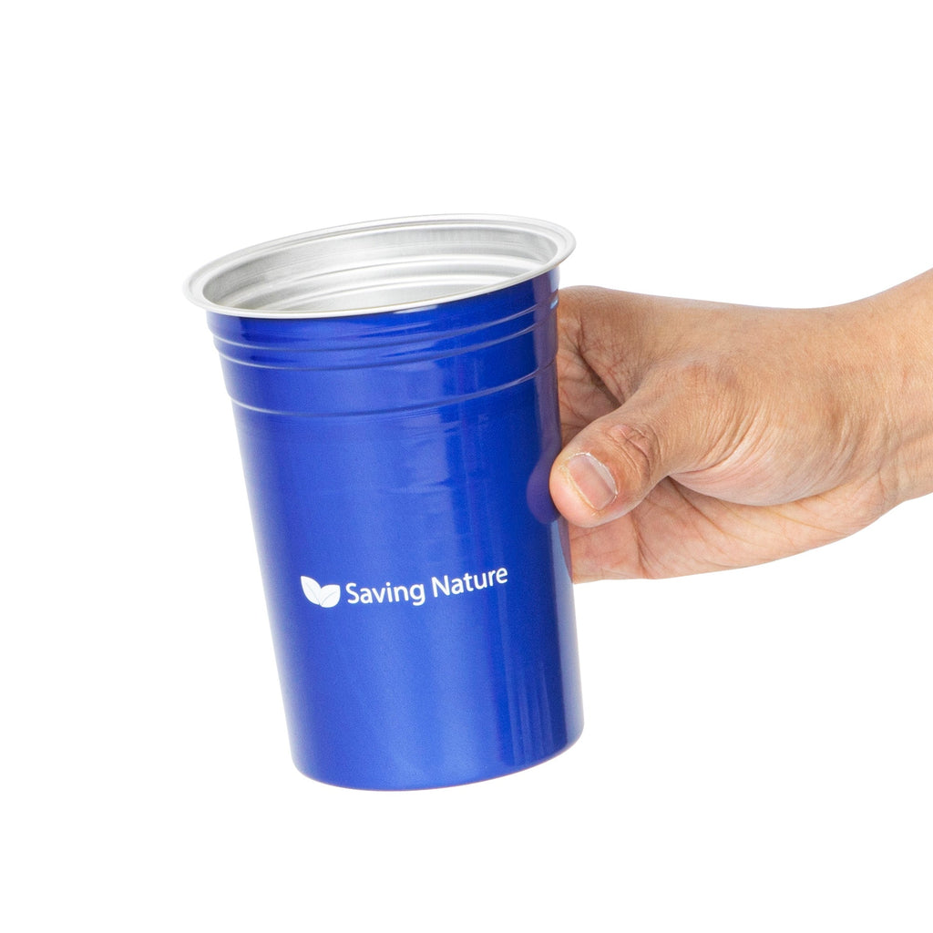 Saving Nature 20 oz Blue Aluminum Drinking Cup - 3 3/4" x 3 3/4" x 5" - 10 count box