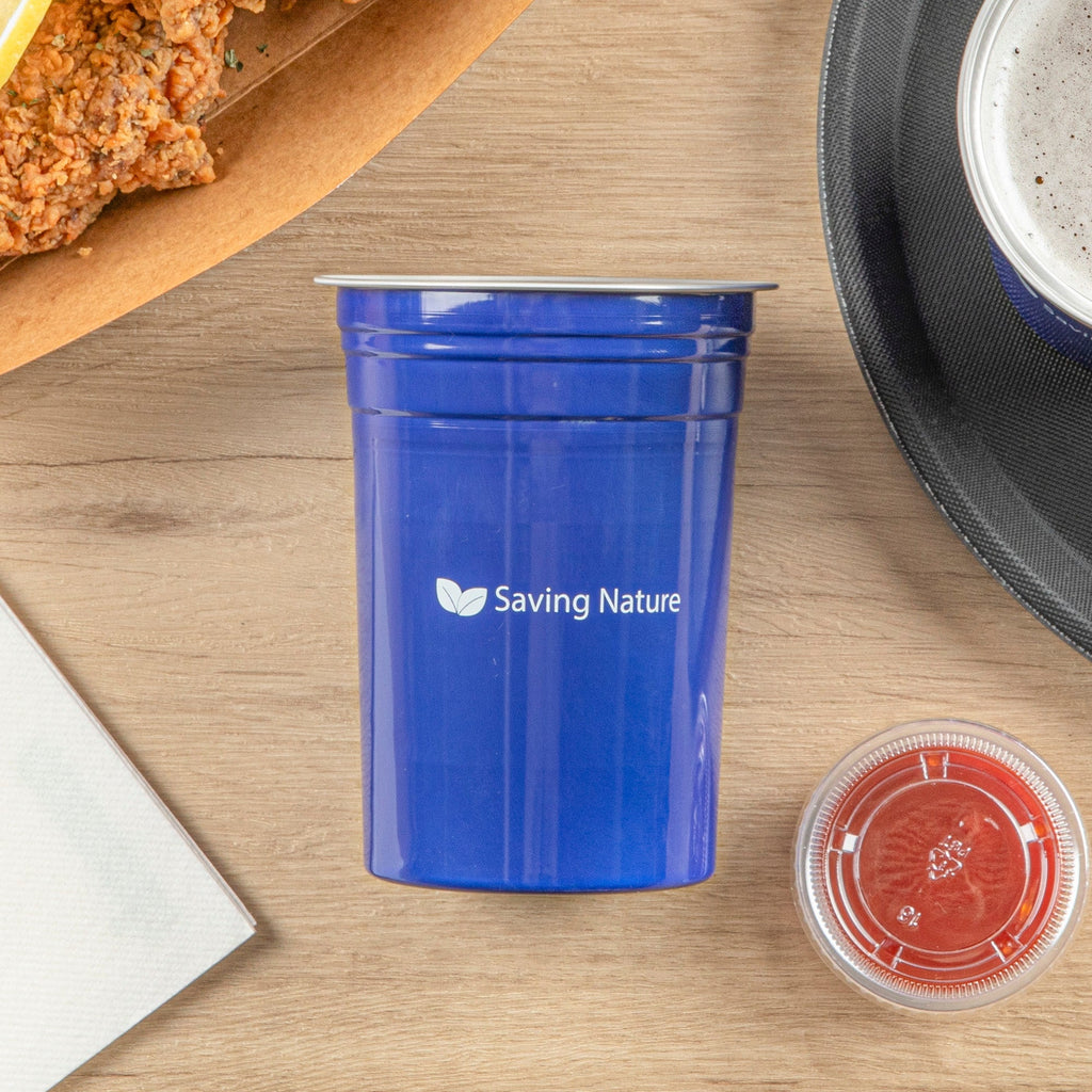 Saving Nature 20 oz Blue Aluminum Drinking Cup - 3 3/4" x 3 3/4" x 5" - 10 count box