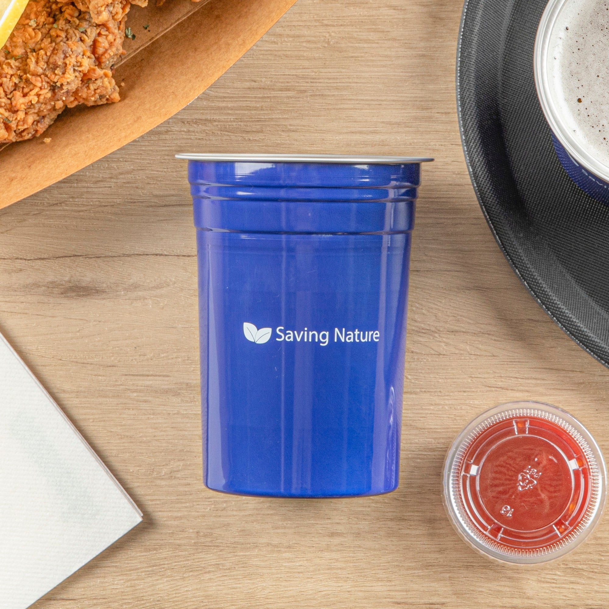 Saving Nature 20 oz Blue Aluminum Drinking Cup - 3 3/4" x 3 3/4" x 5" - 10 count box