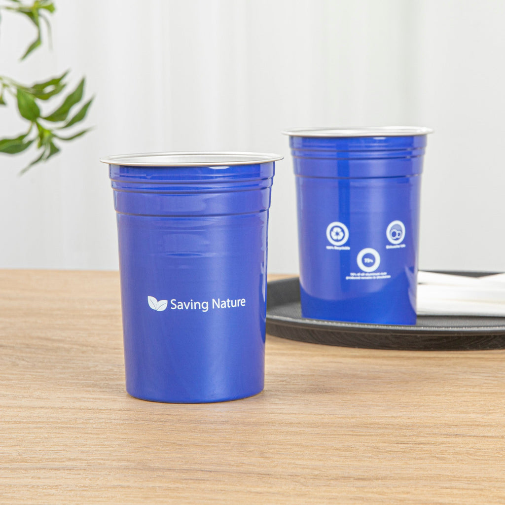 Saving Nature 20 oz Blue Aluminum Drinking Cup - 3 3/4" x 3 3/4" x 5" - 10 count box