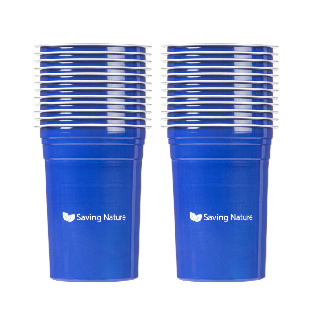 Saving Nature 20 oz Blue Aluminum Drinking Cup - 3 3/4" x 3 3/4" x 5" - 100 count box