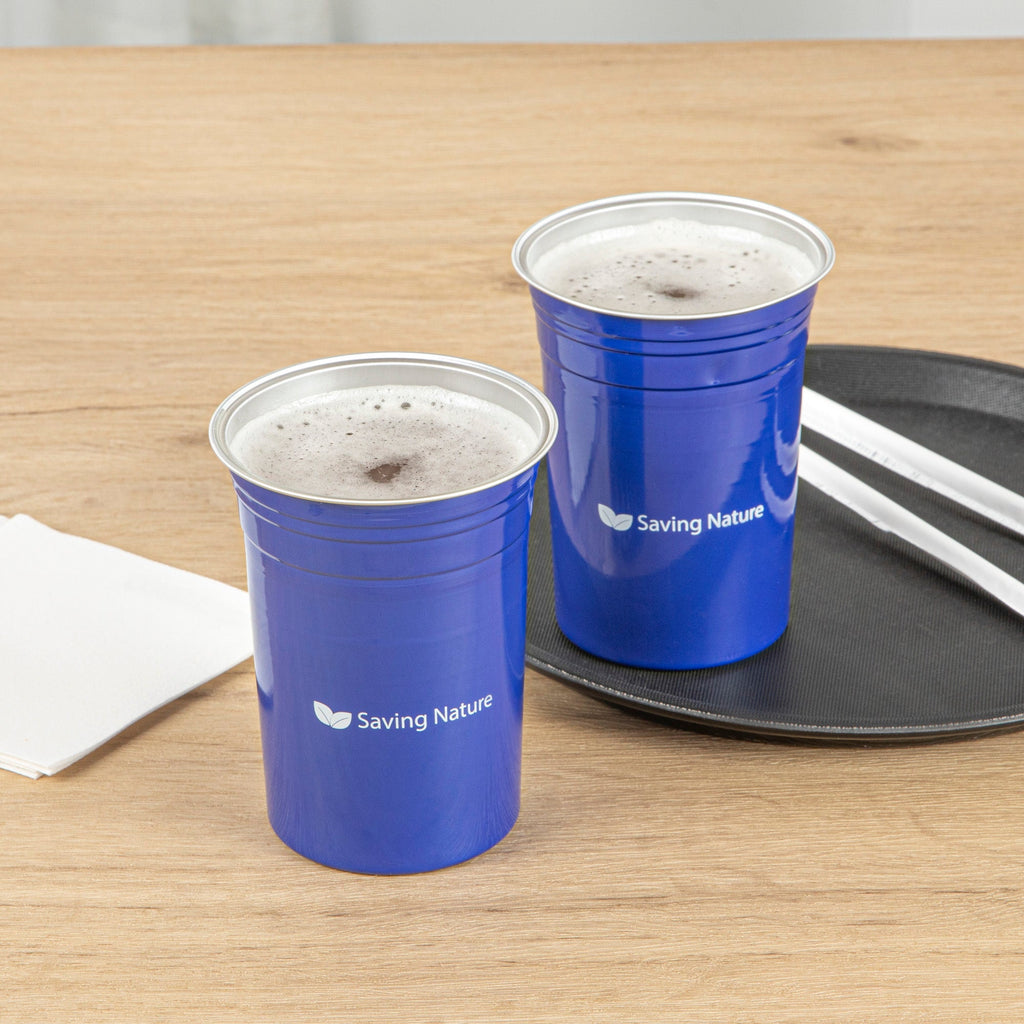Saving Nature 20 oz Blue Aluminum Drinking Cup - 3 3/4" x 3 3/4" x 5" - 100 count box