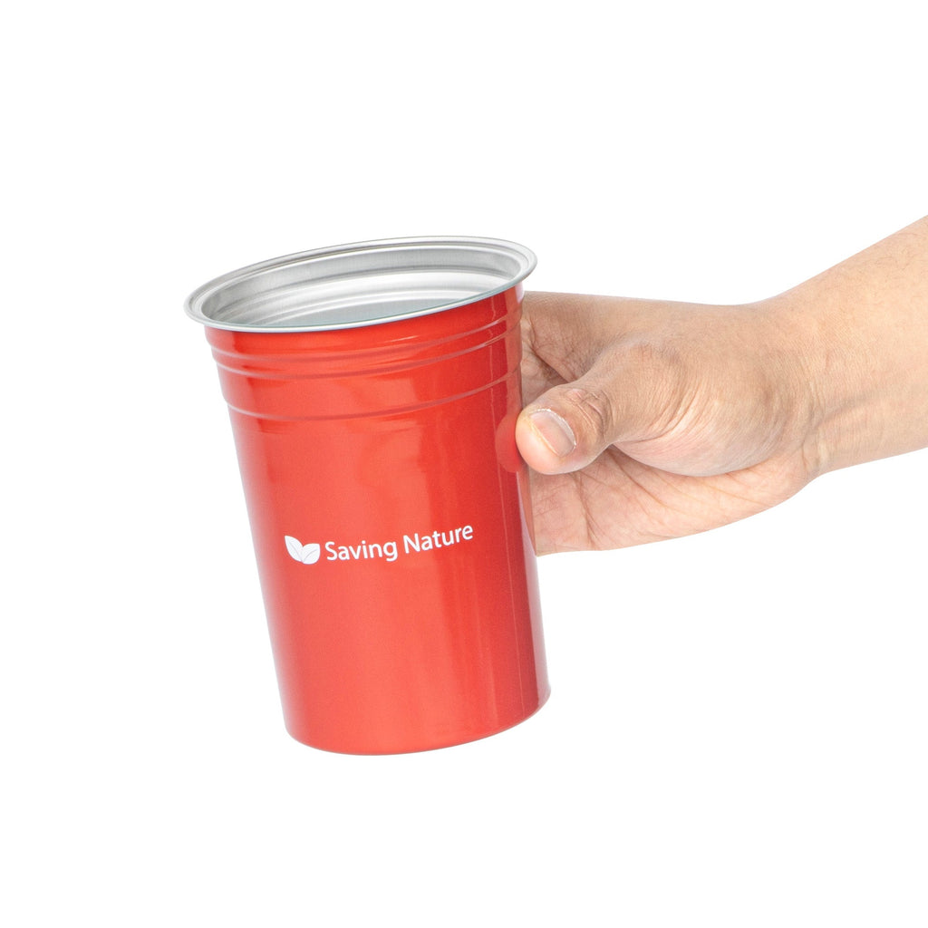 Saving Nature 20 oz Red Aluminum Drinking Cup - 3 3/4" x 3 3/4" x 5" - 10 count box