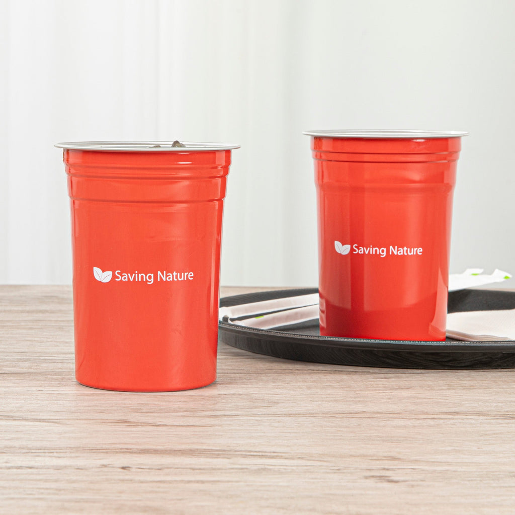 Saving Nature 20 oz Red Aluminum Drinking Cup - 3 3/4" x 3 3/4" x 5" - 10 count box