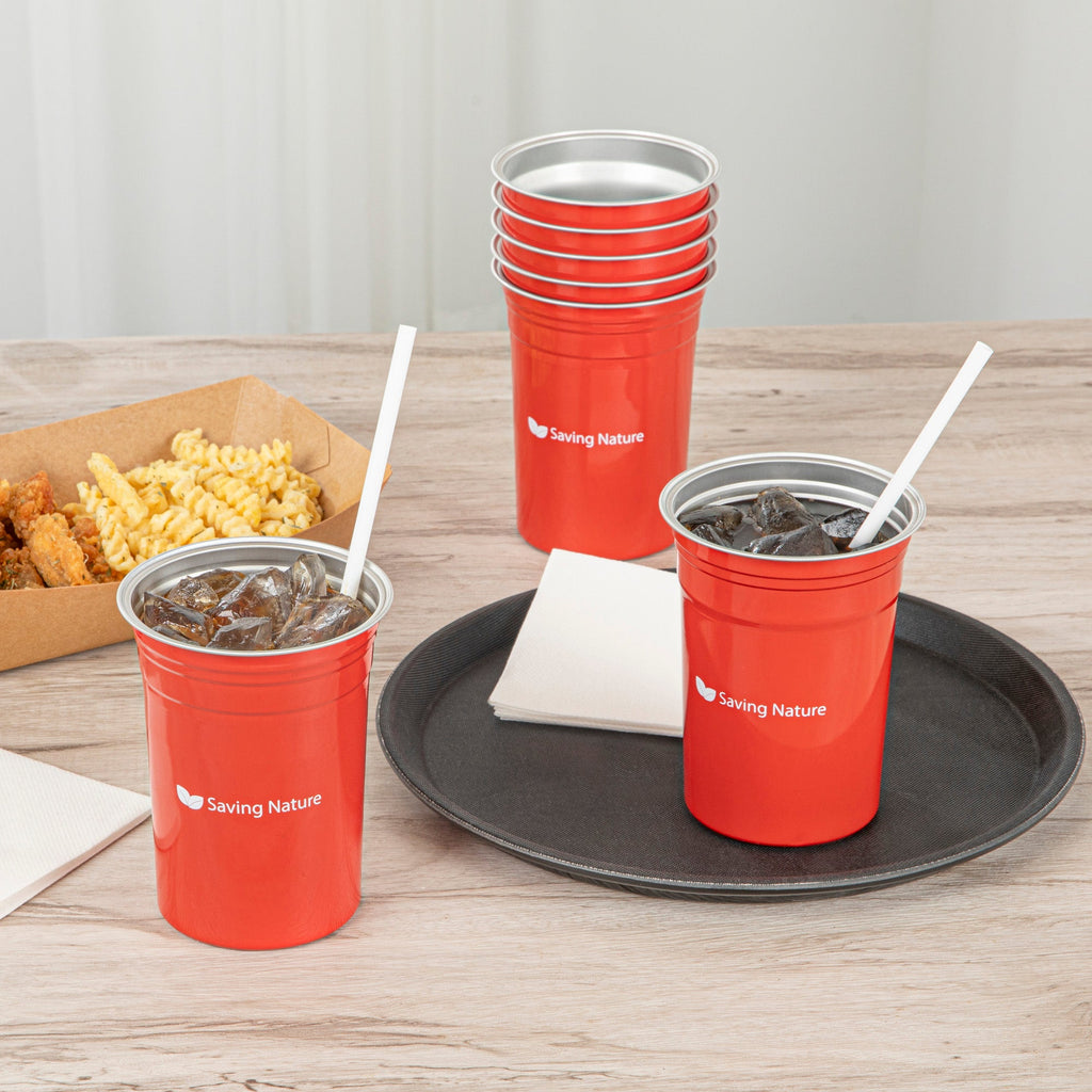 Saving Nature 20 oz Red Aluminum Drinking Cup - 3 3/4" x 3 3/4" x 5" - 100 count box