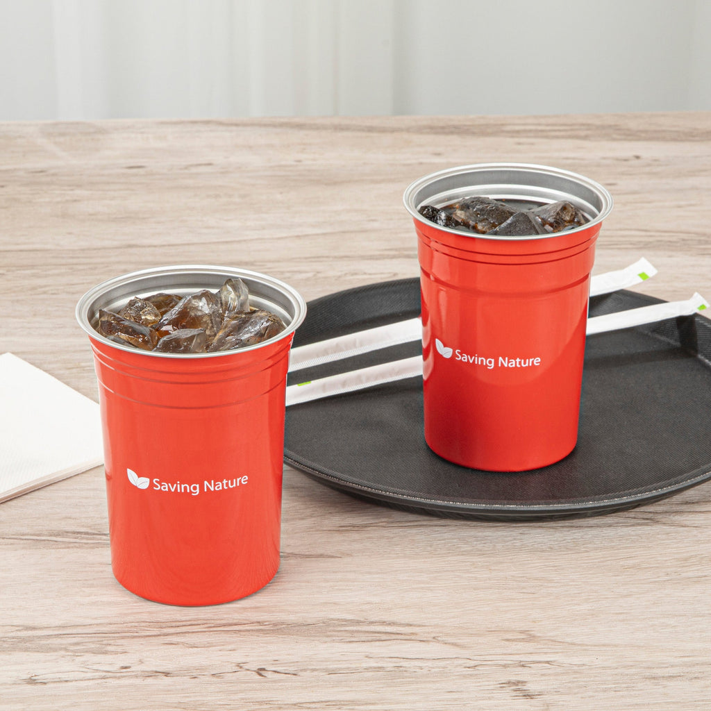 Saving Nature 20 oz Red Aluminum Drinking Cup - 3 3/4" x 3 3/4" x 5" - 100 count box