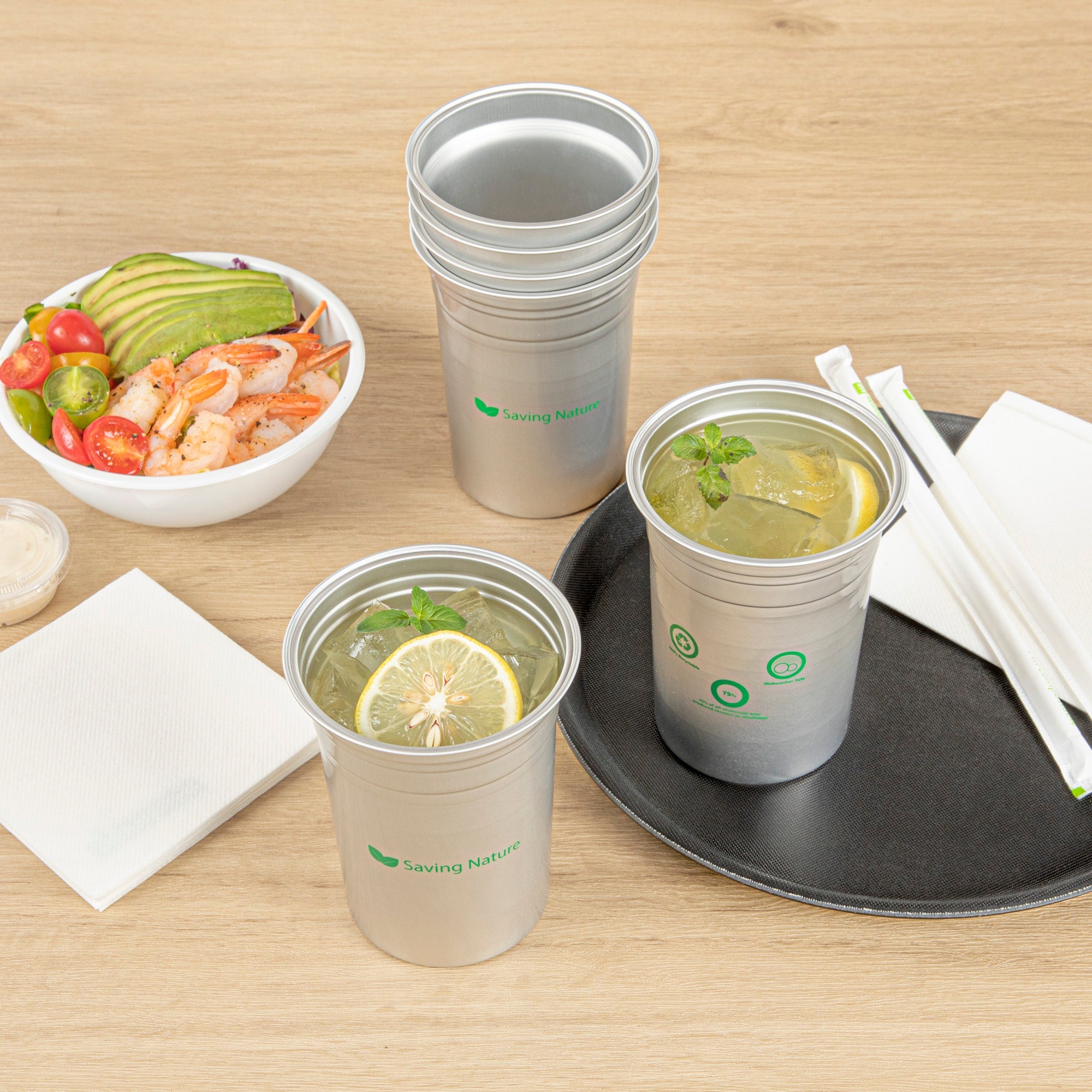 Saving Nature 20 oz Aluminum Drinking Cup - 3 3/4" x 3 3/4" x 5" - 10 count box