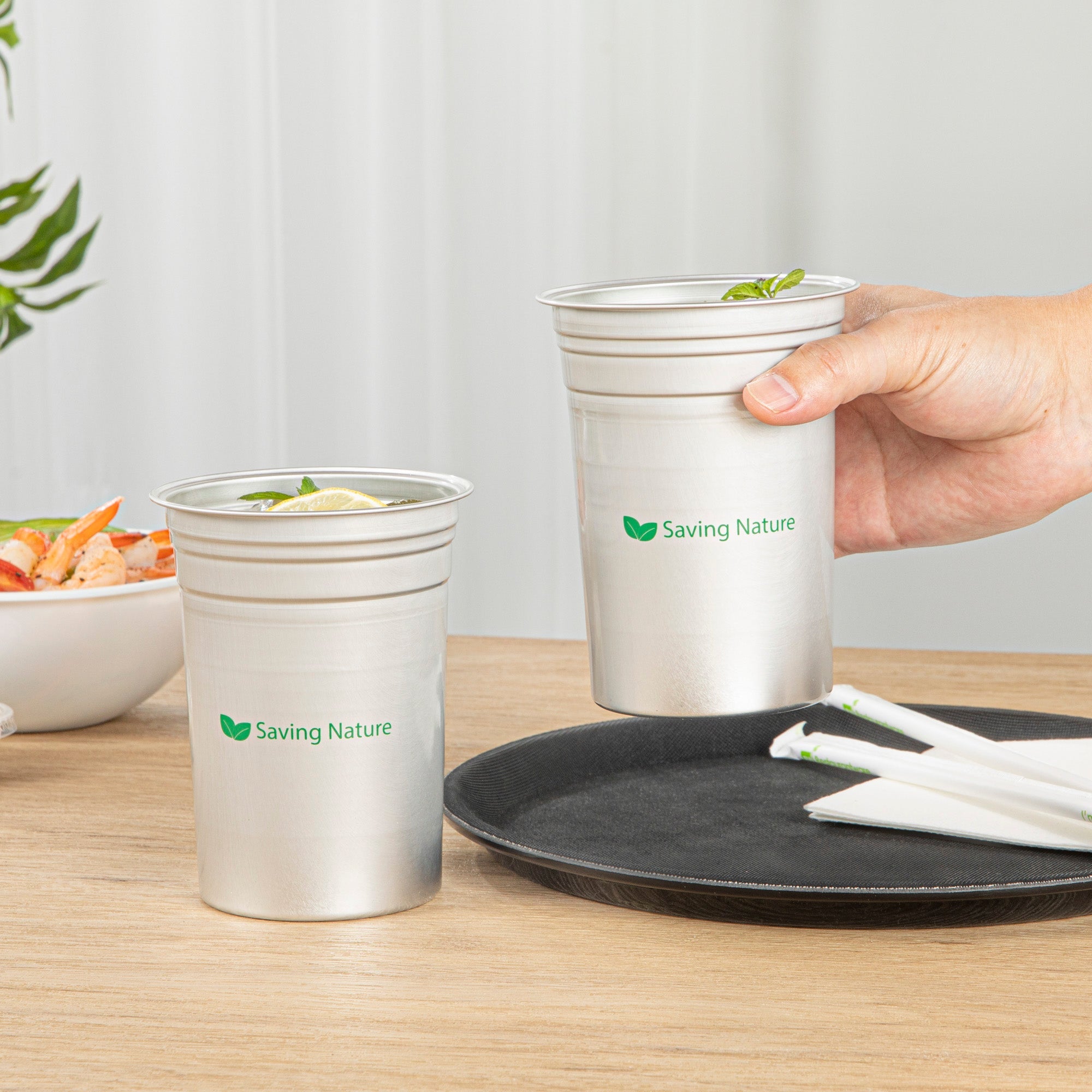 Saving Nature 20 oz Aluminum Drinking Cup - 3 3/4" x 3 3/4" x 5" - 100 count box