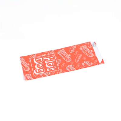 Bag Tek Red Paper Printed Hot Dog Foil Bag - Pint Size - 4 1/2" x 2" x 11 1/2" - 100 count box