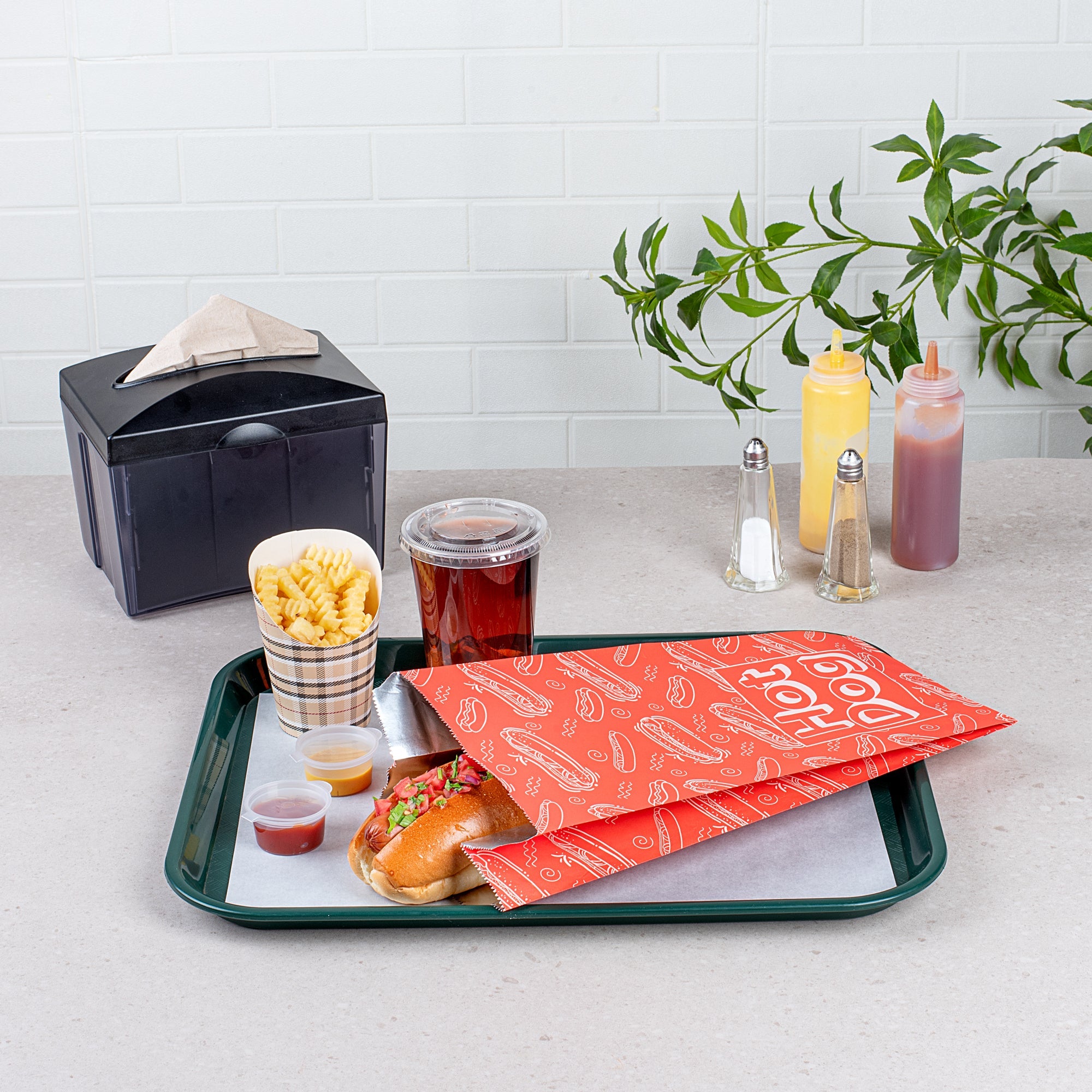 Bag Tek Red Paper Printed Hot Dog Foil Bag - 1/2 Gallon - 4 1/4" x 6 1/2" x 14 1/2" - 100 count box