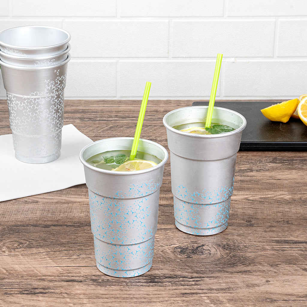 Saving Nature 16 oz Aluminum Color Changing Drinking Cup - 3 1/2'' x 3 1/2'' x 5'' - 48 count box
