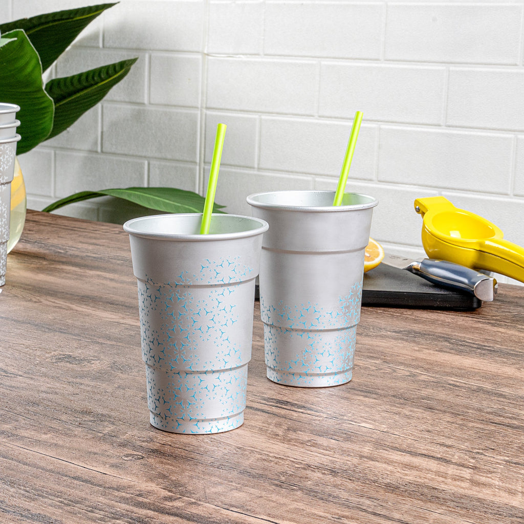 Saving Nature 16 oz Aluminum Color Changing Drinking Cup - 3 1/2'' x 3 1/2'' x 5'' - 48 count box