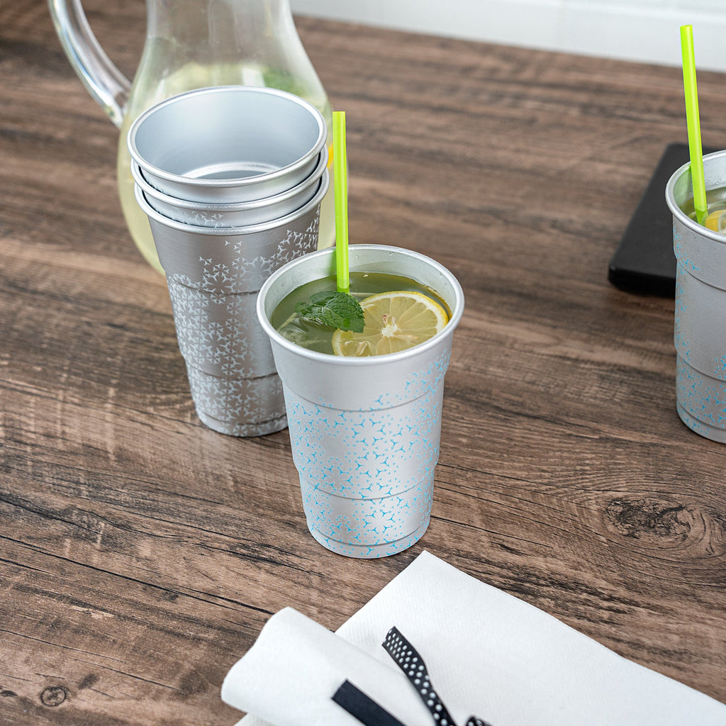 Saving Nature 16 oz Aluminum Color Changing Drinking Cup - 3 1/2'' x 3 1/2'' x 5'' - 48 count box