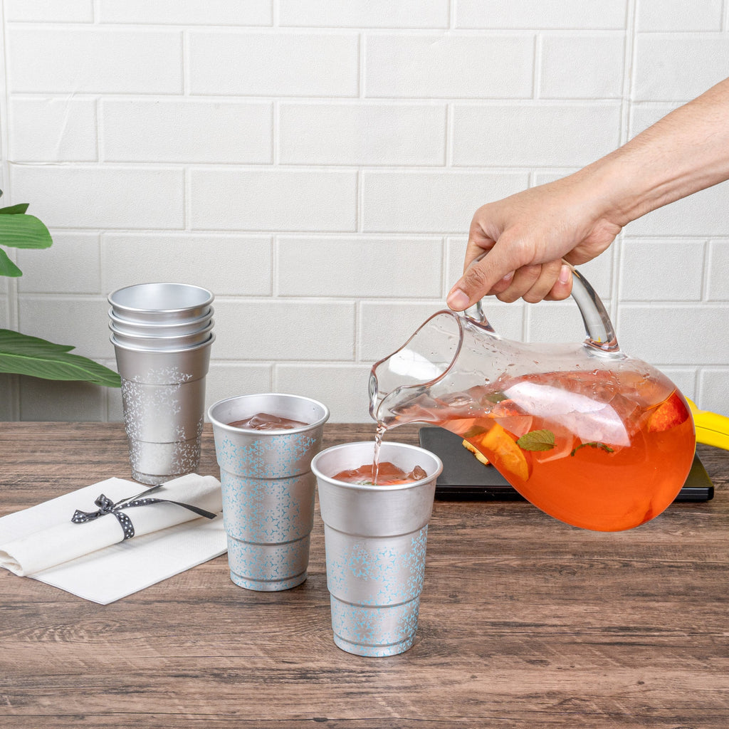 Saving Nature 20 oz Aluminum Color Changing Drinking Cup - 3 1/2'' x 3 1/2'' x 5 1/2'' - 4 count box