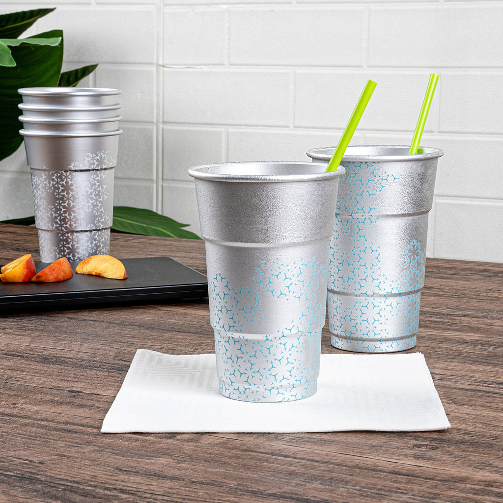 Saving Nature 20 oz Aluminum Color Changing Drinking Cup - 3 1/2'' x 3 1/2'' x 5 1/2'' - 4 count box