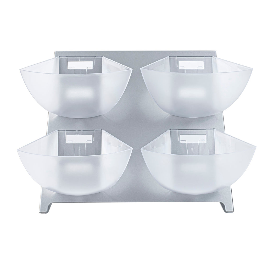 Met Lux Steel Condiment Holder - 4 Clear Bins - 15 1/2" x 10" x 10 1/2" - 1 count box