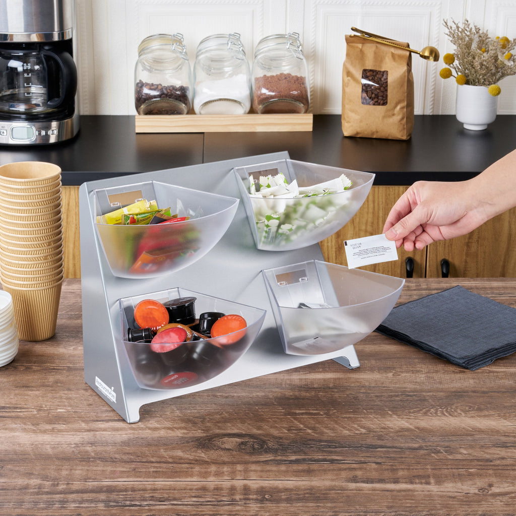 Met Lux Steel Condiment Holder - 4 Clear Bins - 15 1/2" x 10" x 10 1/2" - 1 count box
