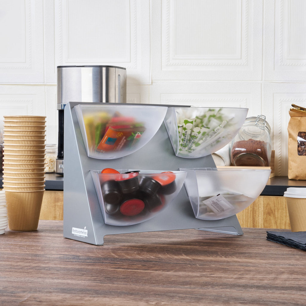Met Lux Steel Condiment Holder - 4 Clear Bins - 15 1/2" x 10" x 10 1/2" - 1 count box