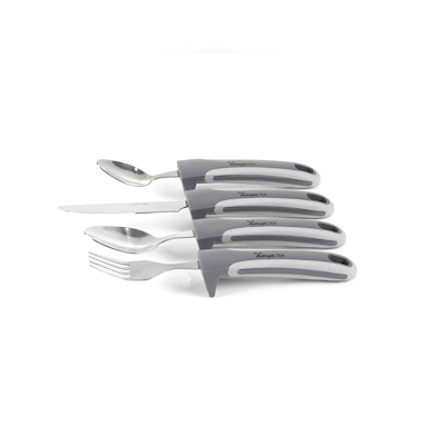 Adapt Tek Gray Stainless Steel 4-Piece Adaptive Utensil Set - Lightweight, Non-Slip - 1 count box