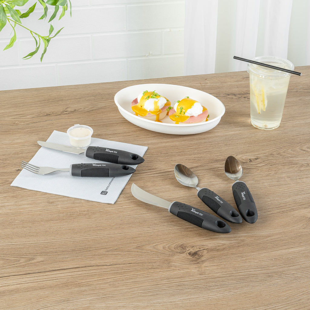 Adapt Tek Black Stainless Steel 5-Piece Adaptive Utensil Set - Lightweight, Non-Slip - 1 count box