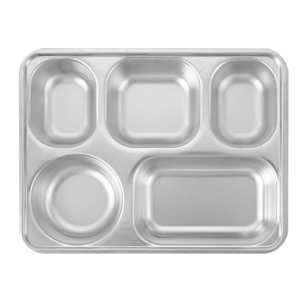Met Lux Ambidextrous Rectangle Stainless Steel Tray - 5 Compartments - 11" x 8 3/4" x 1 3/4" - 20 count box