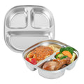 Met Lux Ambidextrous Square Stainless Steel Tray - 3 Compartments - 7 3/4" x 7 3/4" x 1 3/4" - 20 count box