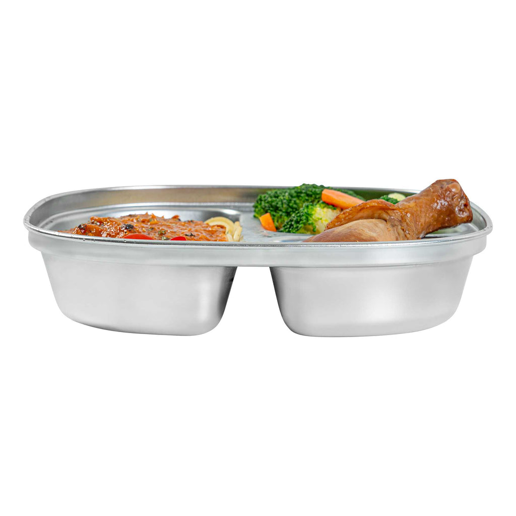 Met Lux Ambidextrous Square Stainless Steel Tray - 3 Compartments - 7 3/4" x 7 3/4" x 1 3/4" - 20 count box