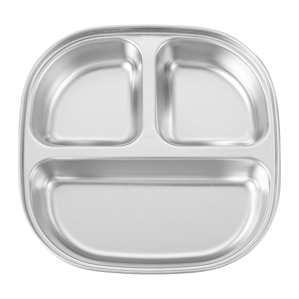 Met Lux Ambidextrous Square Stainless Steel Tray - 3 Compartments - 7 3/4" x 7 3/4" x 1 3/4" - 20 count box