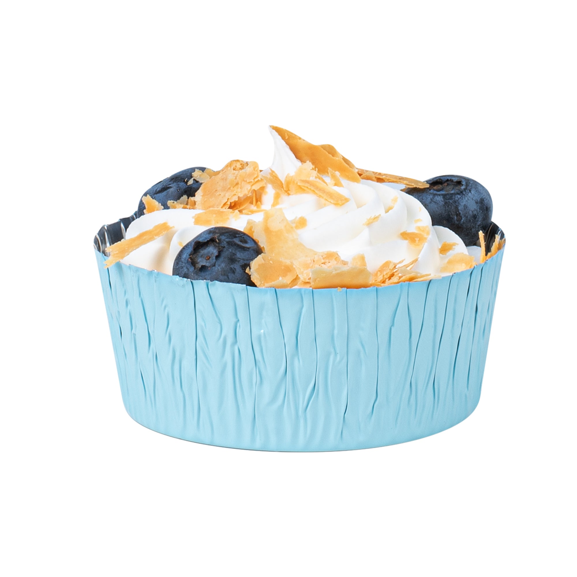 Pastry Tek 3 oz Round Blue Foil Ramekin Cup - 3/4" x 3/4" x 1/2" - 200 count box