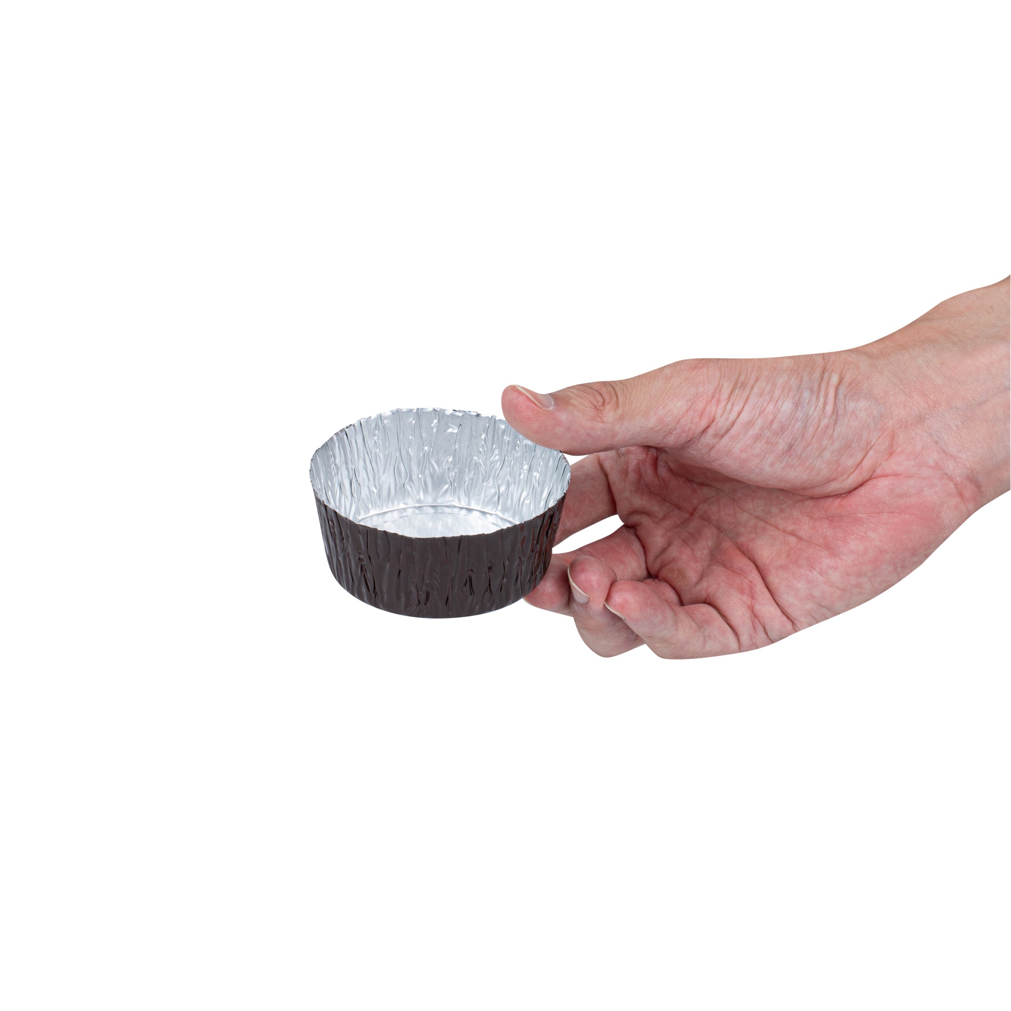 Pastry Tek 3 oz Round Brown Foil Ramekin Cup - 3/4" x 3/4" x 1/2" - 200 count box