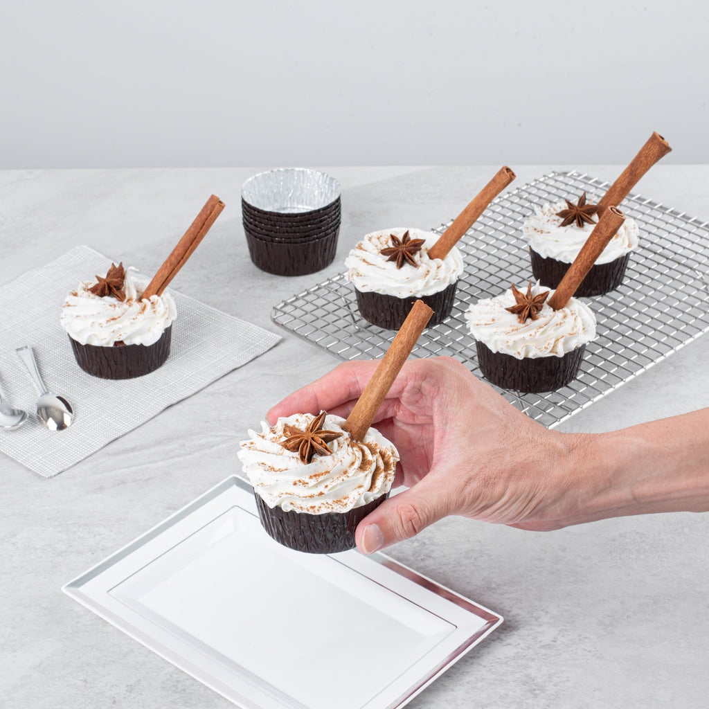 Pastry Tek 3 oz Round Brown Foil Ramekin Cup - 3/4" x 3/4" x 1/2" - 200 count box