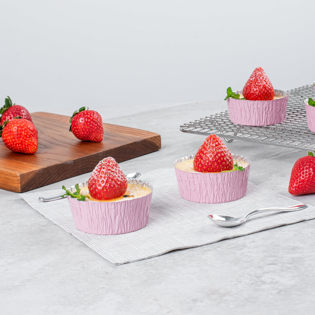 Pastry Tek 3 oz Round Pink Foil Ramekin Cup - 3/4" x 3/4" x 1/2" - 200 count box