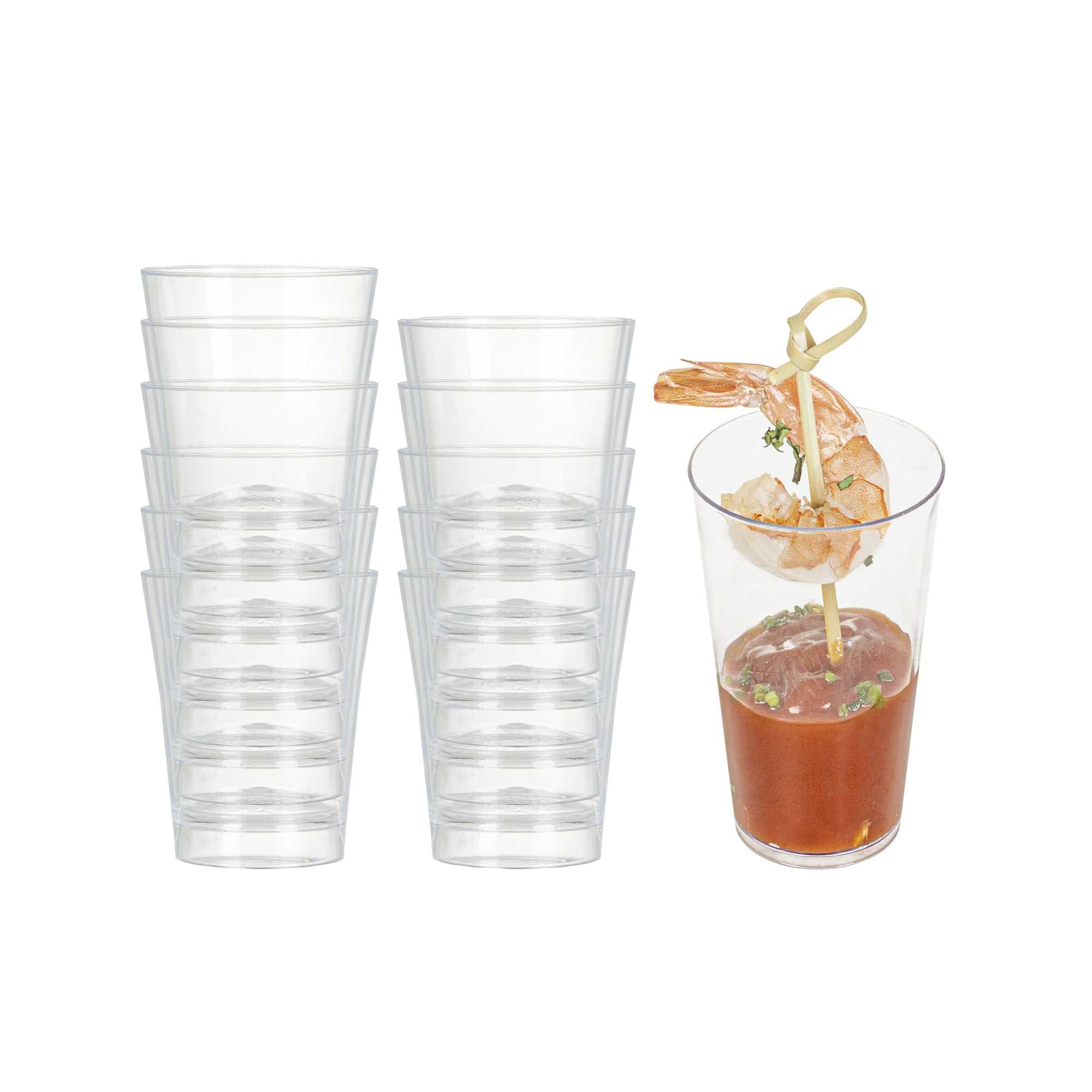 Mini Serve 3 oz Round Clear Plastic Mini Parfait Glass - 2" x 2" x 2 1/4" - 20 count box
