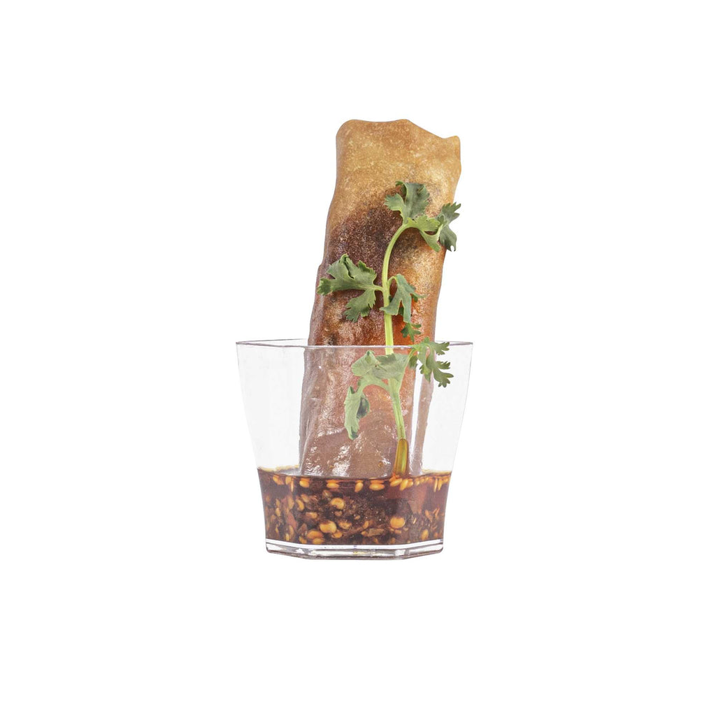 Mini Serve 2 oz Hexagon Clear Plastic Glass - 1 3/4" x 1 3/4" x 1 3/4" - 100 count box