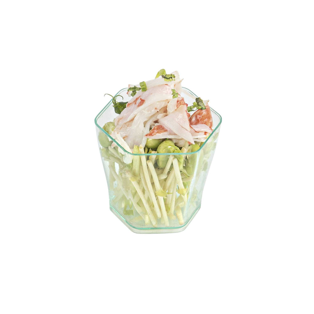 Mini Serve 2 oz Hexagon Seagreen Plastic Glass - 1 3/4" x 1 3/4" x 1 3/4" - 100 count box