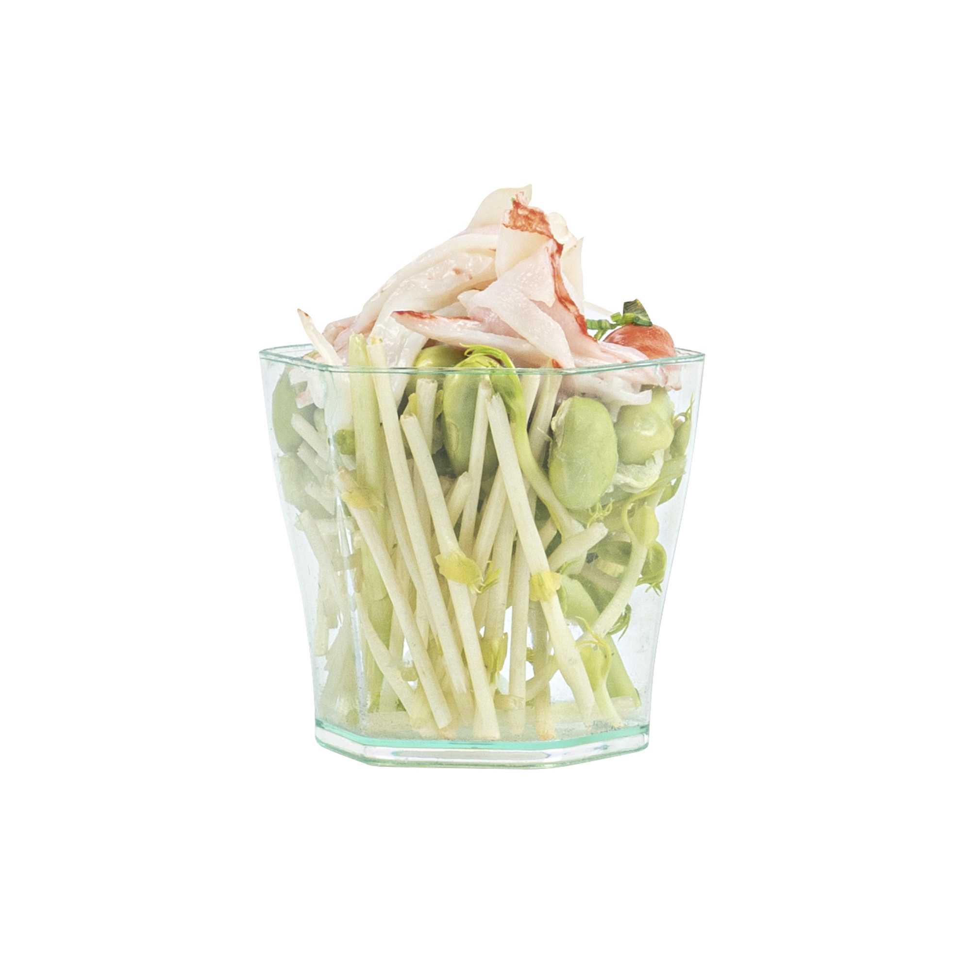 Mini Serve 2 oz Hexagon Seagreen Plastic Glass - 1 3/4" x 1 3/4" x 1 3/4" - 100 count box