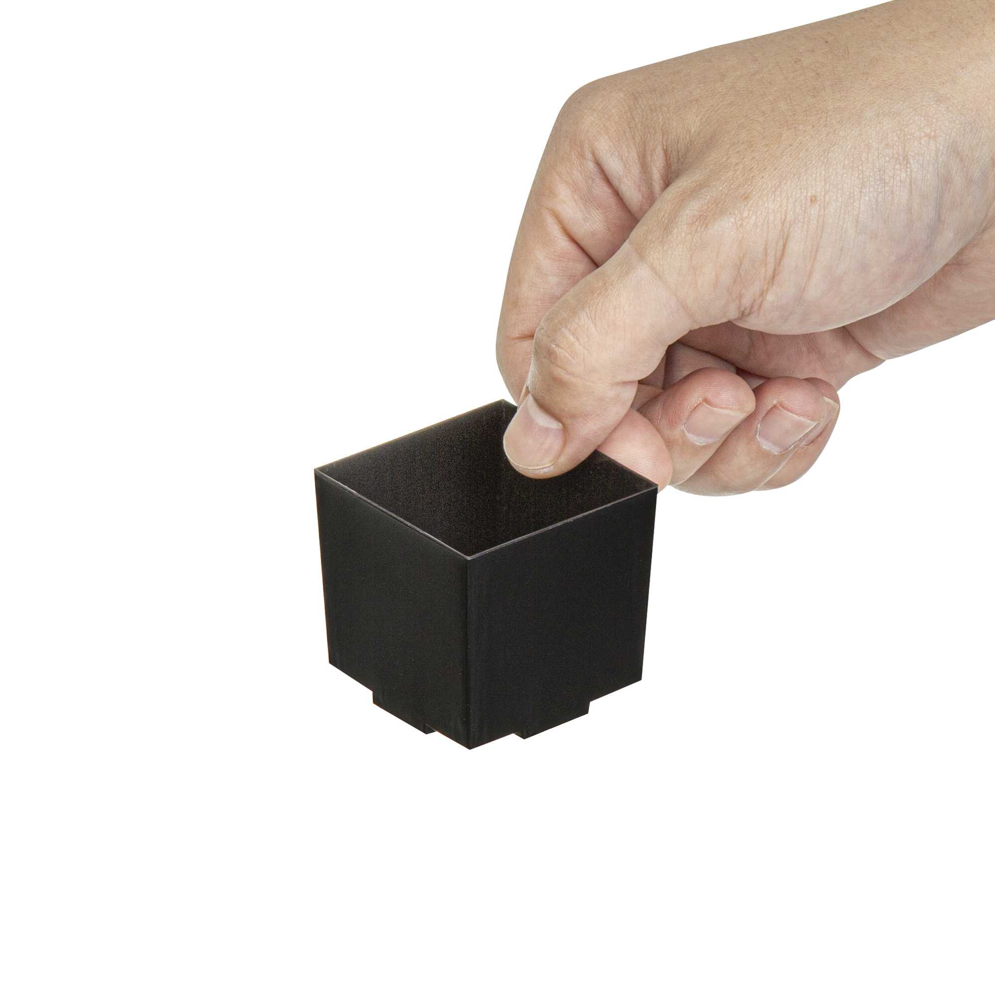 Mini Serve 3 oz Square Black Plastic Quadrato Cup - 1 3/4" x 1 1/2" x 1 3/4" - 100 count box