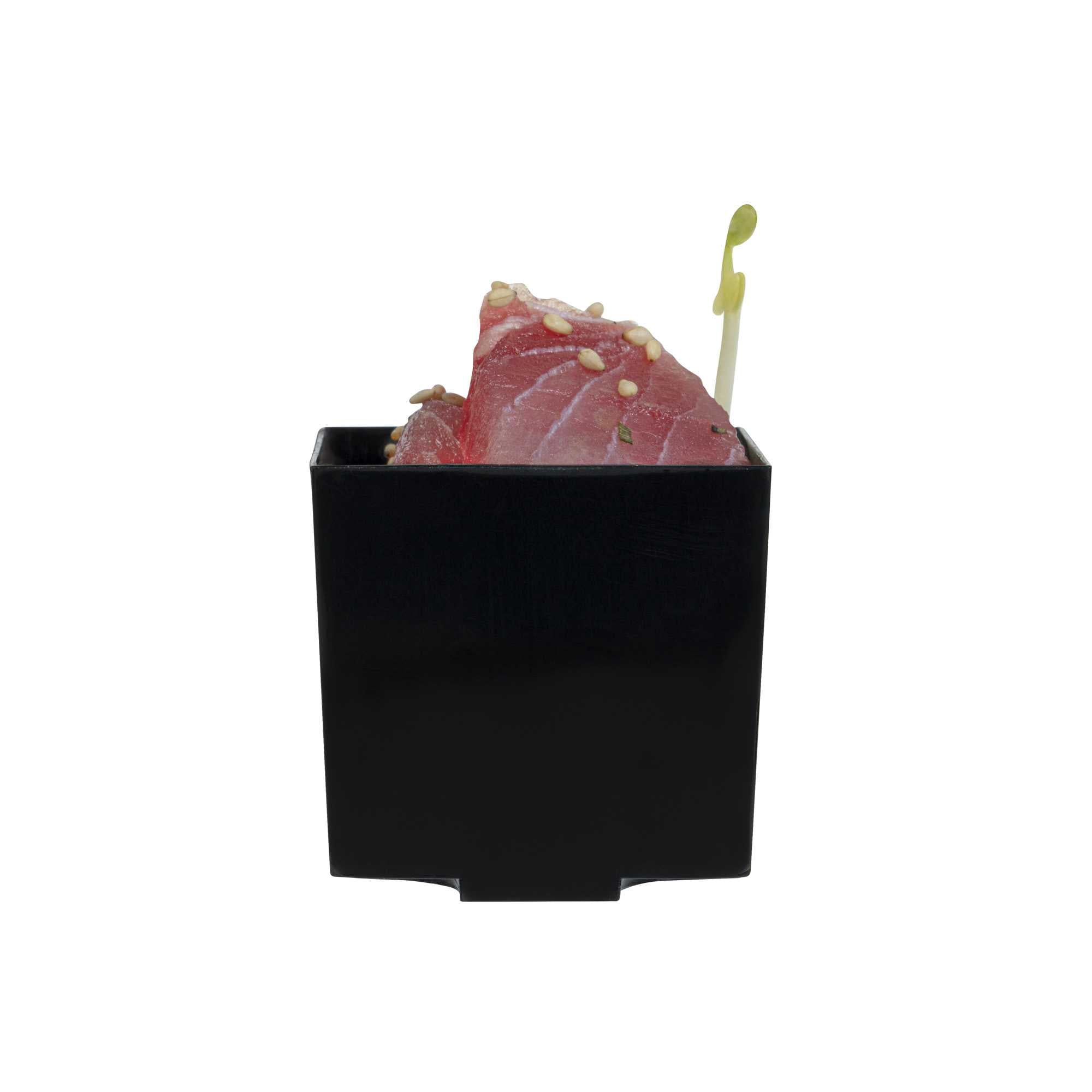 Mini Serve 3 oz Square Black Plastic Quadrato Cup - 1 3/4" x 1 1/2" x 1 3/4" - 100 count box