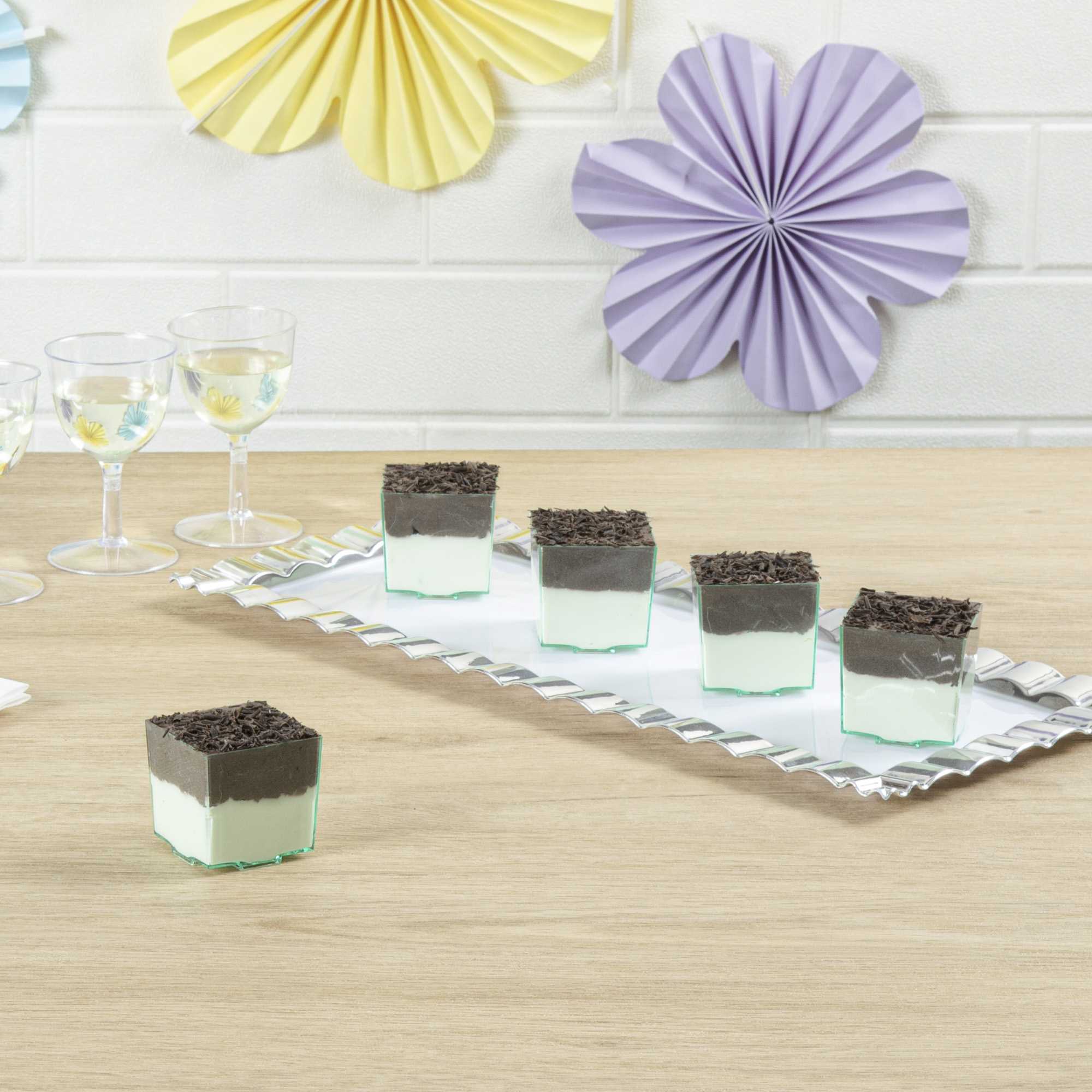Mini Serve 3 oz Square Seagreen Plastic Quadrato Cup - 1 3/4" x 1 1/2" x 1 3/4" - 100 count box