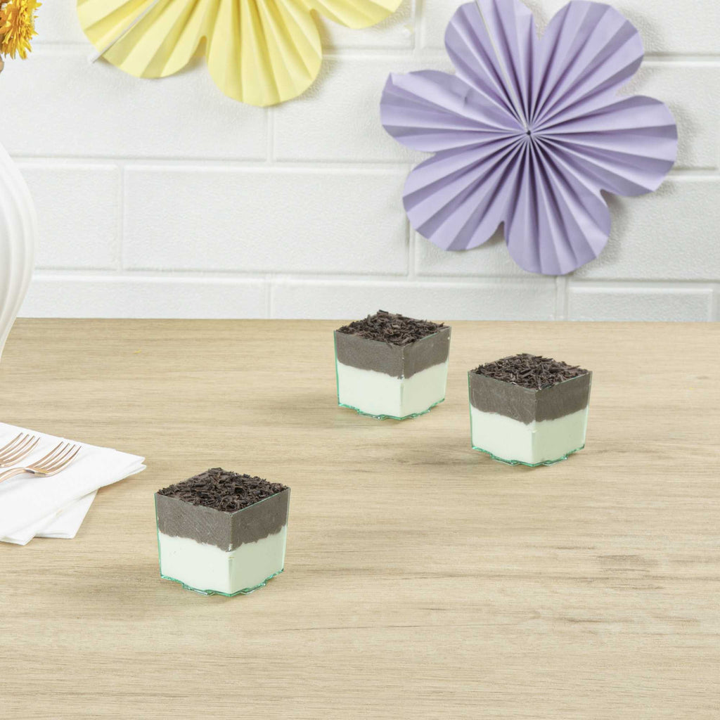 Mini Serve 3 oz Square Seagreen Plastic Quadrato Cup - 1 3/4" x 1 1/2" x 1 3/4" - 100 count box