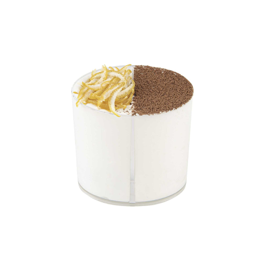 Mini Serve 4 oz Oval Clear Plastic Duet Tasting Cup - 2 Compartments - 2 1/2" x 1 3/4" x 2 1/2" - 100 count box