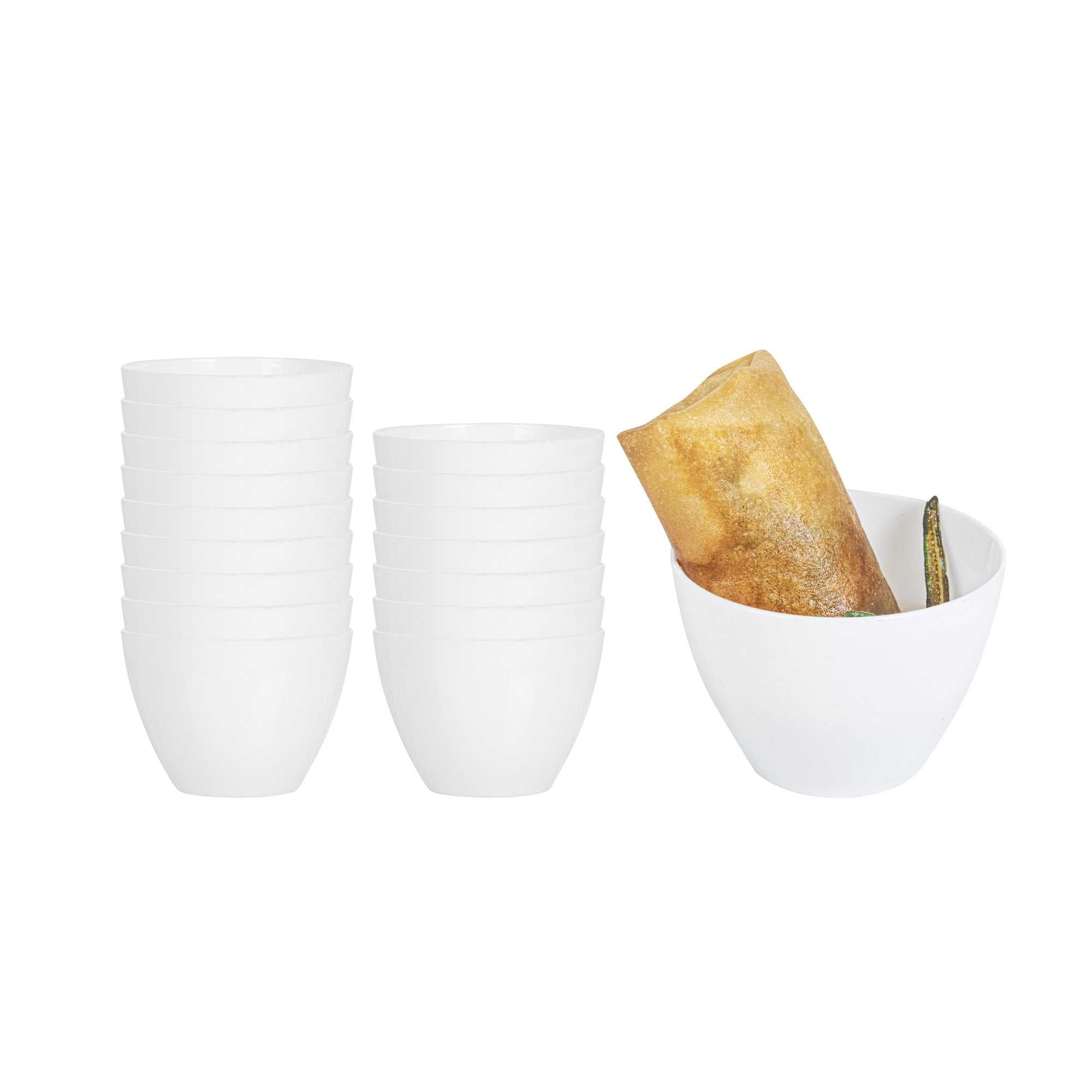 Mini Serve 2 oz Round White Plastic Mini Tasting Bowl - 2" x 2" x 1 1/2" - 20 count box