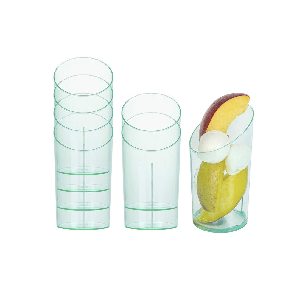Mini Serve 3 oz Round Seagreen Plastic Incline Shot Glass - 2" x 2" x 3 1/4" - 20 count box