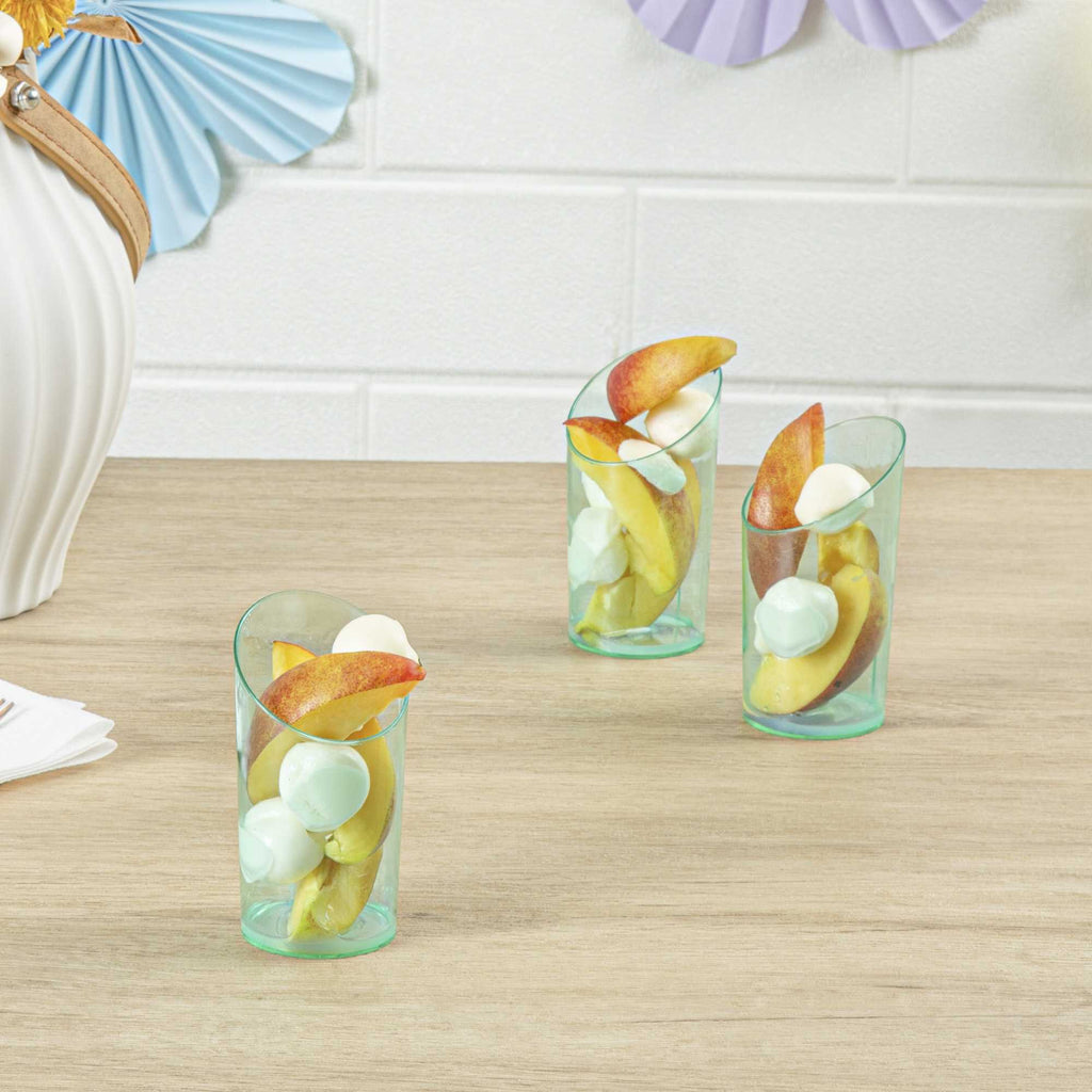 Mini Serve 3 oz Round Seagreen Plastic Incline Shot Glass - 2" x 2" x 3 1/4" - 20 count box