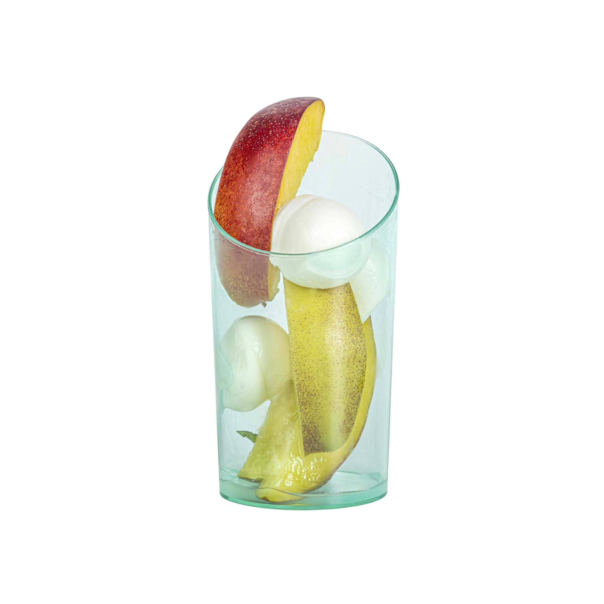 Mini Serve 3 oz Round Seagreen Plastic Incline Shot Glass - 2" x 2" x 3 1/4" - 100 count box
