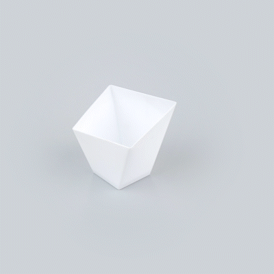 Mini Serve 2 oz Square White Plastic Girata Dessert Dish - 2" x 2" x 1 3/4" - 100 count box