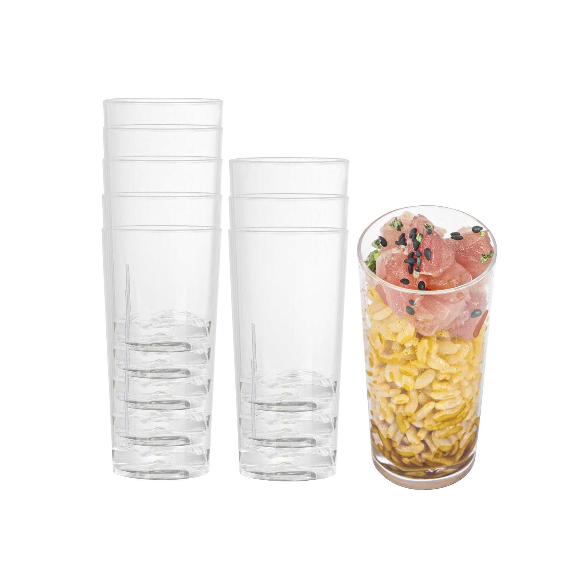 Mini Serve 2 oz Round Clear Plastic Cannello Shot Glass - 1 1/2" x 1 1/2" x 3" - 20 count box