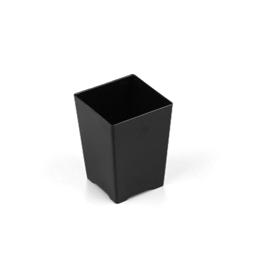 Mini Serve 4 oz Square Black Plastic Tall Quadrato Cup - 2" x 2 3/4" x 2" - 100 count box